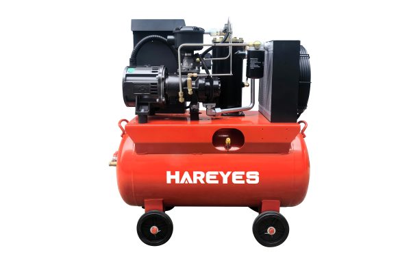 Small mobile screw air compressor with permanent magnet frequency conversion